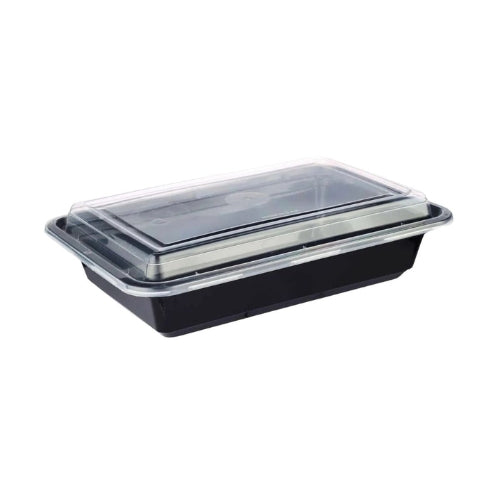 16oz Black Base Rectangle Plastic Container (300 Pcs.)