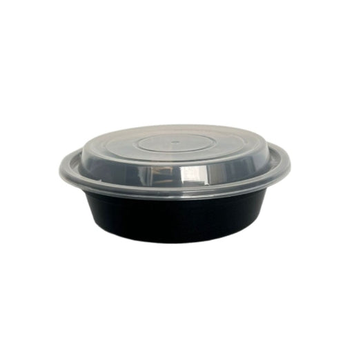 16oz Black Base Round Plastic Container (300 Pcs.)