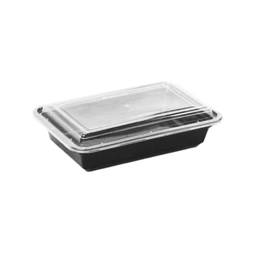 24oz Black Base Rectangle Plastic Container (300 Pcs.)