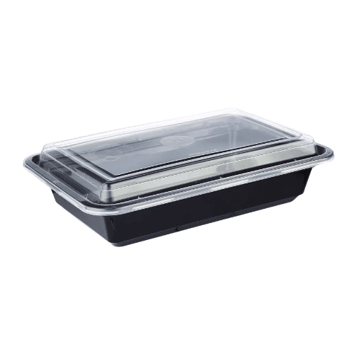 32oz Black Base Rectangular Plastic Container (300 Pcs.)